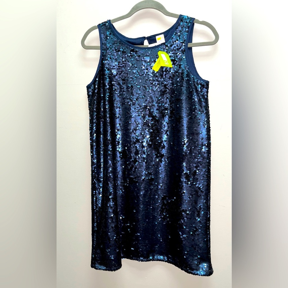 Crazy Eight Girls Navy Blue Sequins Formal Dress Sz 16 Sleeveless Holiday